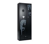 CostwayArmoire à 4 Fusils Coffre-Fort pour Armes à Feu à 3 Façons Déverrouillage Fonction d'Alarme Poches Pistolets Tiroir Verrouillable Noir