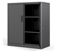 CostwayArmoire de Rangement en Métal avec 2 Portes Verrouillables Armoire à Outils de Garage avec 2 Étagères Réglables Armoire en Acier Noir