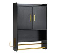 CostwayArmoire Murale Salle de Bain avec 2 Portes Étagères Réglable et Amovible Compartiment Ouvert Meuble WC Suspendu 55 x 20 x 80 cm Noir