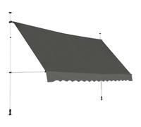 CostwayAuvent Manuel Rétractable 350CM Hauteur Réglable de 200-300CM Store Banne Fait en Aluminium et Tissu Oxford Anti UV Gris