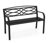 CostwayBanc de Jardin 116CM Amour Métallique Robuste pour 2 Personnes avec Accoudoirs Courbés et Dossier Mobilier de Style Parc Noir