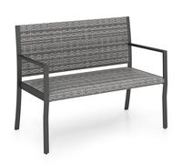 CostwayBanc de Jardin 2 Places Banc en Rotin Rembourré avec Accoudoirs&Dossier Ergonomique Siège Robuste Style Moderne Charge 360 kg Gris