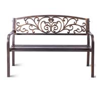 CostwayBanc de Jardin avec joli motif ajouré et accoudoirs Charge Max 180 Kg en Métal de Haute Qualité, 127 x 60 x 85 cm, Noir