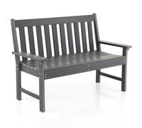 CostwayBanc de jardin en HDPE avec Dossier et Accoudoirs 132x65x91 CM, Charge 320 KG Banquette Extérieur 2 places pour Parc Cour Gris
