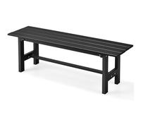 CostwayBanc de Jardin HDPE pour 2 Personnes Charge 300KG Banquette Extérieur avec Cadre en Métal et Couvre-pied de Protection Noir