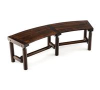 CostwayBanc de Jardin Incurvé 2 Places Siège à Lattes Charge 325 KG Banquette d'Extérieur en Bois Carbonisé 139x36x4CM