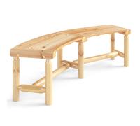 CostwayBanc de Patio Incurvé en Bois Massif pour 2 à 3 Personnes Banc d'Extérieur sans Dossier Capacité de Poids Maximale 360kg Naturel