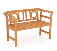 CostwayBanc d'Extérieur en Bois d'Acacia pour 2 Personnes avec Dossier et Accoudoirs Meuble de Jardin pour Pelouse Bord de Piscine Capacité 360KG