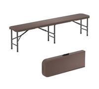 CostwayBanc Exterieur Jardin Pliable Banc de Jardin en HDPE pour 4 Personnes Charge 600 kg Verrouillage de Sécurité Poignée Café
