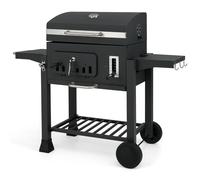 CostwayBarbecue à Charbon avec 2 Tables Latérales Pliantes Barbecue de 60CM avec Surface de Cuisson de 0,35 ? Plateau à Charbon à 6 Positions Noir
