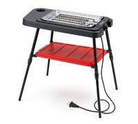 CostwayBarbecue Électrique 2 en 1 2000W Barbecue Portable Réglable en Hauteur Plaque de Cuisson & Grille Thermostat Intégré Pieds Amovibles Noir