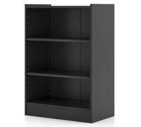 CostwayBibliothèque à 3 Niveaux Étagère Ouverte Autoportante Vitrine Moderne avec Étagères Réglables Organisateur de Rangement Polyvalent Noir