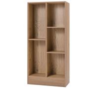 CostwayBibliothèque à 5 Cases Meuble de Rangement Autoportant avec 2 Kits Anti-basculement Etagère d'Affichage en Bois de 50 cm Naturel