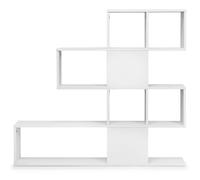 CostwayBibliothèque à 5 Niveaux 120x19,5x109 CM Étagère de Rangement avec Dispositif Anti-basculement et Patins Antidérapants Blanc