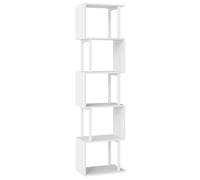 CostwayBibliothèque à 5 Niveaux Meuble de Rangement Ouvert Géométrique en Forme de S avec Cadre Métallique Robuste 38 x 23 x 147 cm Blanc