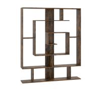 CostwayBibliothèque à 7 Niveaux Bibliothèque Géométrique avec 2 Kits Anti-Basculement Organisateur de Rangement sur Pied Marron Rustique