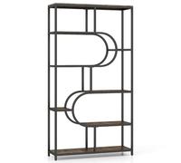 CostwayBibliothèque à 8 Niveaux Étagère Industrielle avec Étagères Ouvertes Étagère Haute Autoportante au Design en U Marron Rustique