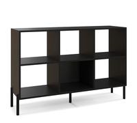 CostwayBibliothèque Cube Meuble de Rangement à 6 Casiers 5 Pieds en métal Étagères Réglables Patins Antidérapants Noir