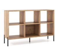CostwayBibliothèque Cube Meuble de Rangement à 6 Casiers 5 Pieds en métal Étagères Réglables Patins Antidérapants Naturel