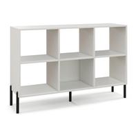 CostwayBibliothèque Cube Meuble de Rangement à 6 Casiers 5 Pieds en métal Étagères Réglables Patins Antidérapants Blanc
