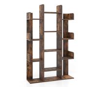 CostwayBibliothèque en Forme d'Arbre de 141 Cm de Haut 13 Étagères Ouvertes Organisateur de Rangement d'Angle Décorative Autoportante Marron