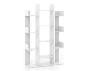 CostwayBibliothèque en Forme d'Arbre de 141 Cm de Haut 13 Étagères Ouvertes Organisateur de Rangement d'Angle Décorative Autoportante Blanc