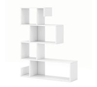 CostwayBibliothèque en Forme de ?S? à 5 Niveaux Bibliothèque Géométrique Cubes Ouverts Etagère Décorative Moderne Kits Anti-renversement Blanc