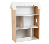 CostwayBibliotheque Enfant en Forme de Cabane Etagere Livre Enfant 3 Niveaux avec 5 Compartiments Ouverts&Anti-Basculement 70x33x92cm Blanc