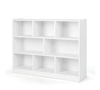 CostwayBibliothèque Enfants à 3 Niveaux avec 8 Cases Étagère à Livres Enfant avec Espace de Rangement Charge 60kg 122 x 32 x 93 CM Blanc