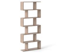 CostwayBibliothèque/Étagère de Rangement à 6 Niveaux-80x23x191 CM de Style Industriel en Forme de S pour Salon Chambre Gris