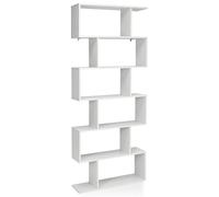 CostwayBibliothèque/Étagère de Rangement à 6 Niveaux-80x23x191 CM de Style Industriel en Forme de S pour Salon Chambre Blanc