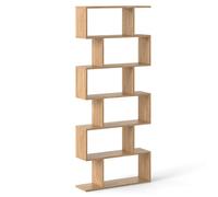 CostwayBibliothèque/Étagère de Rangement à 6 Niveaux-80x23x191 CM de Style Industriel en Forme de S pour Salon Chambre Naturel
