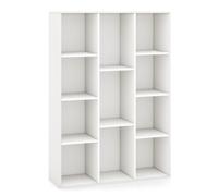 CostwayBibliothèque Géométrique à 11 Cubes Moderne Vitrine Ouverte Multifonctionnelle pour Rangement des Livres avec Kits Anti-basculement Blanc