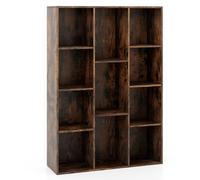 CostwayBibliothèque Géométrique à 11 Cubes Moderne Vitrine Ouverte Multifonctionnelle pour Rangement des Livres avec Kits Anti-basculement Café