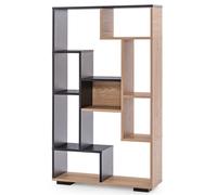 COSTWAY Bibliothèque Géométrique Moderne H 120 CM, Étagère Ouverte de Rangement Autoportante avec Kits Anti-Basculement, Naturel
