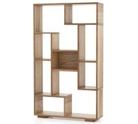 CostwayBibliothèque Géométrique Moderne de 120 cm Étagères Ouvertes Étagère de Rangement Autoportante avec Kits Anti-basculement Naturel