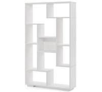 COSTWAY Bibliothèque Géométrique Moderne H 120 CM, Étagère Ouverte de Rangement Autoportante avec Kits Anti-Basculement, Blanc