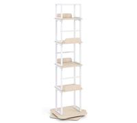 CostwayBibliothèque Rotative Étagère à Livres à 5 Niveaux avec Bordures Latérales & Butées Antichute 40 x 40 x 148,5 cm Chêne