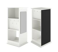 CostwayBibliothèque Tournante pour Enfants Étagère d'Angle Pivotante à 360° avec Tableau Noir Miroir Crochets Suspendus et Compartiments Blanc