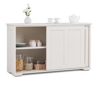 CostwayBuffet de Cuisine Armoire Basse de Salle à Manger 2 Etagères 2 Portes Coulissantes en MDF, 106,5x33x62cm, Beige