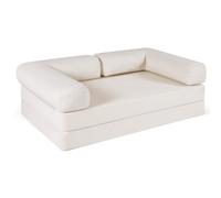 CostwayCanapé Convertible 2 Places Canapé-Lit Pliant 3 en 1 avec Housse en Velours Côtelé Accoudoirs Amovibles en L Charge 227 kg Beige