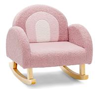 CostwayCanapé Enfant à Bascule en Peluche Fauteuil Charge 50kg Jolis Cadeaux pour Garçon Fille de 3-5 ans Rose