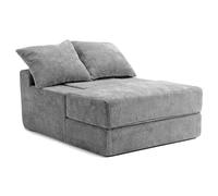 CostwayCanapé-Lit Convertible Fauteuil Pliable en Polaire Corail avec 2 Coussins Dossier Ergonomique Housse Lavable Canapé de Sol Confortable Gris