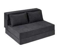 CostwayCanapé-Lit Pliant 3 en 1 Fauteuil Convertible avec 2 Coussins Canapé Futon Dépliant en Tissu Chenille Matelas de Sol Largeur 103cm Gris