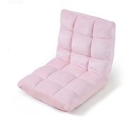 CostwayCanapé Paresseux Chaise de Sol Fauteuil Convertible en Flanelle Dossier Réglable 14 Positions Chaise de Méditation/Jeux Vidéo Rose Clair