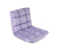 CostwayCanapé Paresseux Chaise de Sol Fauteuil Convertible en Flanelle Dossier Réglable 14 Positions Chaise de Méditation/Jeux Vidéo Violet