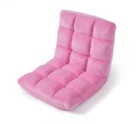 CostwayCanapé Paresseux Chaise de Sol Fauteuil Convertible en Flanelle Dossier Réglable 14 Positions Chaise de Méditation/Jeux Vidéo Rose