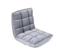 CostwayCanapé Paresseux Chaise de Sol Fauteuil Convertible en Flanelle Dossier Réglable 14 Positions Chaise de Méditation/Jeux Vidéo Gris