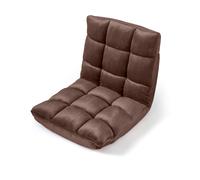 CostwayCanapé Paresseux Chaise de Sol Fauteuil Convertible en Flanelle Dossier Réglable 14 Positions Chaise de Méditation/Jeux Vidéo Marron