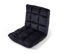 CostwayCanapé Paresseux Chaise de Sol Fauteuil Convertible en Flanelle Dossier Réglable 14 Positions Chaise de Méditation/Jeux Vidéo Noir